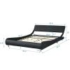 Faux Leather Upholstered Platform Bed Frame with led lighting , Curve Design, Wood Slat Support, No Box Spring Needed, Easy Assemble, Queen Size, Gray