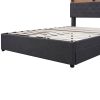 Full Size Upholstered Platform Bed with Storage Headboard, LED, USB Charging and 2 Drawers